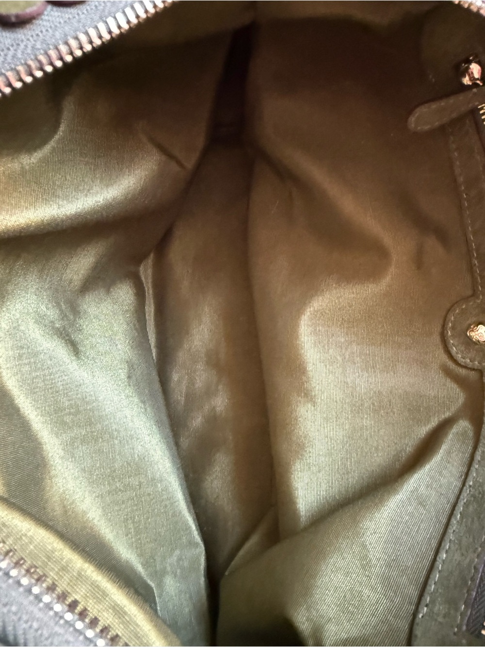 Stoney Clover Lane Suede Leather Pittsford Pouchette Shoulder Bag 29 - Olive - Picture 12 of 15